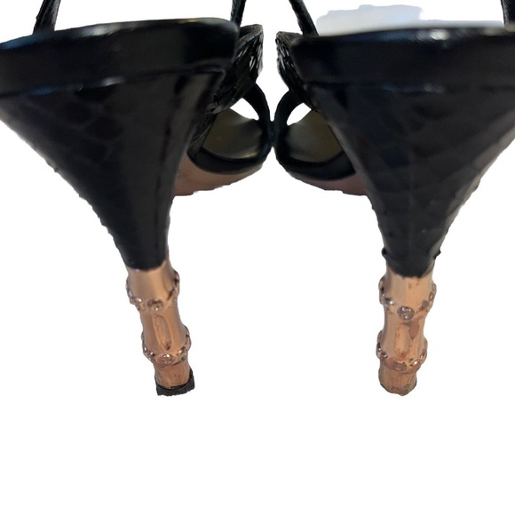 GUCCI sandals Tom Ford snakehead 7 python slingback heels leather black gold box - Picture 7 of 13